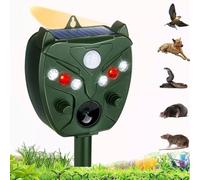 EBILUN Répulsif solaire à ultrasons pour chat, chien, 5 modes réglables avec flash LED, chargement USB et étanche pour chats, chiens, oiseaux et renards (1 pièce)