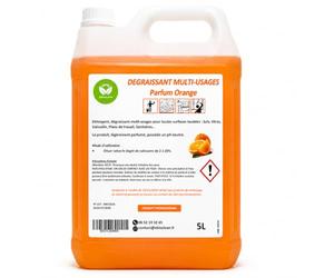 EBIOCLEAN Dégraissant Multi-Usages 5L - Nettoyant Professionnel pH Neutre Parfum Orange - Sols, Vitres, Vaisselle, Plans de Travail, Sanitaires - Détergent Concentré Toutes Surfaces