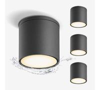 EBION Lot de 4 Spots De Plafond Anthracite GU10, Spot En Saillie Max 35w,Murale éTanche Ip65, Plafonnier En Aluminium Plafonnier Spot,Rond(Ampoule non incluse)