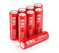 EBL 8PCS AA Piles Rechargeables au Li-ION, 1.5V 3000mWh Piles AA Piles Rechargeables Tension Constante et Fortes, Piles AA Plus Durables