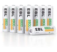 EBL 8PCS AA Piles Rechargeables Ni-MH 2800mAh Plus Haute Capacité, Piles AA R6 Rechargeables avec boîtes de Piles, Écologique et Ultra Cycles de Recharge 1200 Tech