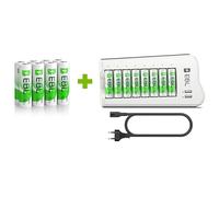 EBL 8PCS AA Piles Rechargeables Ni-MH, et Chargeur de Piles avec 8PCS AA Piles 1.2V Ni-MH
