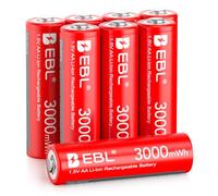 EBL 8PCS Piles Rechargeables AA Li-ION, AA 1,5V 3000mWh Puissante