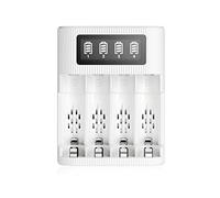 EBL Chargeur de Batterie, Chargeur AA/AAA avec Grand écran LCD, 4 espaces de Charge, Chargeur de Piles Rapide Universel, pour Piles NI-MH NI-CD, pour AA et AAA Piles Rechargeables