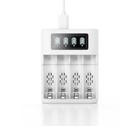 EBL Chargeur de Piles, Chargeur AA/AAA NiMH NiCD avec Ecran LCD | Charge Rapide, avec 2 Ports d'Entrée Type-C pour Ni-MH, Ni-CD Piles Rechargeables