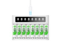 EBL LCD Chargeur de Piles Rechargeables, avec 8PCS AA NiMH Piles | Charge Rapide, Écran LCD Intelligent, pour Utilisation Electroniques Domestique et Bureau