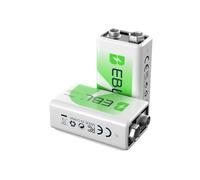 EBL Lot de 2 Piles 9V 6F22 Rechargeables, 9V Piles Ni-MH 280mAh