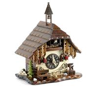 Eble 22307 Horloge à coucou en bois véritable à piles avec mouvement à quartz Motif maison de la Forêt Noire 28 cm