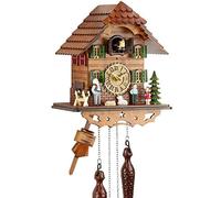 Eble 60820000 Horloge à coucou musicale en bois véritable avec mouvement à quartz alimenté par pile Maison d’Heidi 25 cm