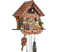 Eble Horloge à coucou en bois véritable - Mouvement à quartz - Musique - Maison de la Forêt-Noire - 23 cm - 60840000
