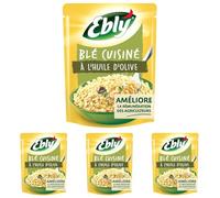 EBLY Blé Micro-ondable Nature à l'Huile d'Olive 2mn 220g (Lot de 4)