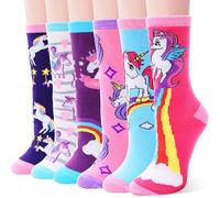 EBMORE enfants filles chaussettes coton équipage mignon animal motif mode amusement nouveauté chaussettes 6 pack