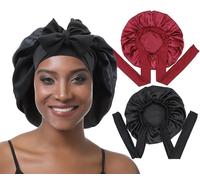 EBONNT 2Pcs Bonnet Satin Cheveux Nuit Bonnet en Soie pour Femmes Cheveux naturels Taille de tête Ajustable Bonnet de Nuit pour Cheveux bouclés