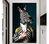 EBONP Décoration Peinture Affiche Tableau décoratif Abstrait Animaux Affiches Peinture Tête De Zèbre et Corps Humain Toile Peinture Photos Mur Art pour Salon Décor À La Maison-24x40inch