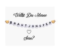 EBOOT Bracelet de Demoiselle d'Honneur Faite Main Bracelet de Demoiselle d'Honneur Réglable avec Carte Willst du Meine Trauzeugin Sein, Cadeau d'Invitation pour Mariée Amie Fille (Brautjungfer)