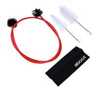 EBOOT Kit de Nettoyage de Trompette Brosse de Valve Brosse Souple avec Chiffon de Nettoyage, 3 Pièces en Plastique avec Métal et Nylon, Blanc, Noir, Rouge