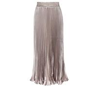 ebossy Jupe longue plissée satinée pour femme Taille élastique - Beige - Taille Unique
