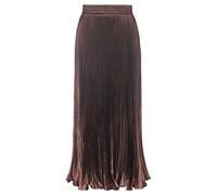 ebossy Jupe Longue plissée satinée pour Femme Taille élastique - Marron - Taille Unique