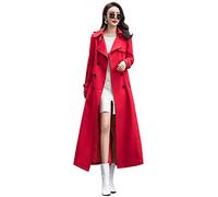 ebossy Trench à double boutonnage pour femme - Ajusté, à manches longues, Rouge, Small