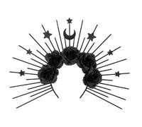 eBoutik - Bandeau fantaisie gothique avec roses, tête de mort noire, accessoire de costume pour Halloween, bal masqué, cosplay - Déesse de la Reine des Neiges