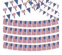 eBoutik - Décorations de fête patriotique américaine - Guirlande de fanions et drapeaux américains à suspendre rouge, blanc et bleu, 4 juillet, fête sur le thème de Thanksgiving