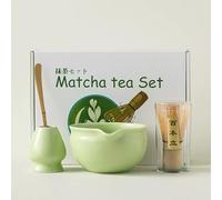 eBoutik - Ensemble traditionnel japonais de cérémonie du thé matcha, 5 pièces coffret cadeau avec bol, fouet à thé, hyakhontachi pour faire le petit déjeuner/matcha latte (vert)