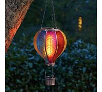 eBoutik - Lampe solaire d'été de jardin montgolfière de 45 cm - Lanterne suspendue avec effet flamme vacillante - Décoration extérieure étanche pour arbre, balcon, terrasse