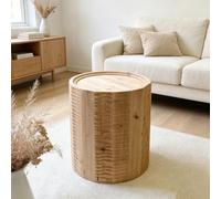 EBOYNSowAprr Table Basse Gigogne de Luxe Fabriquée à la Main en Bois Massif | Table d'Appoint Circulaire Vintage, Table Latérale de Rangement Pré-Montée(Natural,31.1 x 15.7 in)