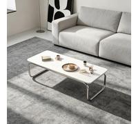 EBOYNSowAprr Table Basse Rectangulaire, Basse Table à Thé Robuste en Bois | Meuble de Salon Minimaliste, Convient pour Balcon, Chambre et Décoration de Petits Espaces(White,47.2x18.9x12.6 in)