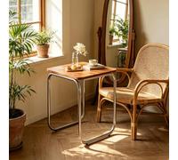 EBOYNSowAprr Table Basse Rectangulaire, Basse Table à Thé Robuste en Bois | Meuble de Salon Minimaliste, Convient pour Balcon, Chambre et Décoration de Petits Espaces(Walnut,21.7x18.9x22.0 in)
