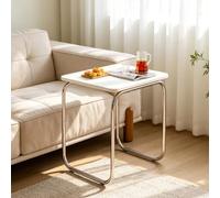EBOYNSowAprr Table Basse Rectangulaire, Basse Table à Thé Robuste en Bois | Meuble de Salon Minimaliste, Convient pour Balcon, Chambre et Décoration de Petits Espaces(White,21.7x18.9x22.0 in)