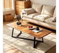 EBOYNSowAprr Table Basse Rectangulaire Moderne pour Salon | Structure Métallique Robuste Style Industriel Minimaliste, Montage Facile(Natural,39.4x23.6x17.7")