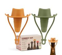 EBQOSK Lot de 2 bouchons de vin en forme de chapeau de cowboy, scellant de bouteille en silicone étanche avec motif occidental, réutilisable pour cuisine, fête et cadeau, passe au lave-vaisselle