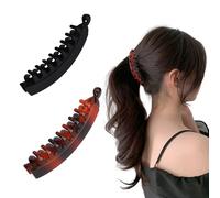 EBQOSK Lot de 2 pinces à cheveux banane, antidérapantes et incurvées, pour femmes, pinces banane durables et élégantes avec maintien sûr, adaptées aux cheveux épais/fins, idéales pour les chignons et