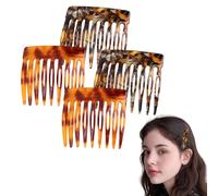 EBQOSK Lot de 4 peignes à cheveux français pour femme, pinces décoratives pour cheveux fins, petits accessoires de coiffure latéraux (tortue, marron)