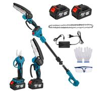 Ébrancheuse sur Perche Telescopique 4-en-1 - Tronçonneuse 6 Pouces + Élagueuse 32mm - Angle Réglable 180° - 2 Batteries 2.0Ah pour Jardin Arbre Taille