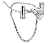 Ebro Mitigeur bain/douche chromé - Robinet de baignoire moderne à double poignée avec kit de douche, corps en laiton massif, finition polie