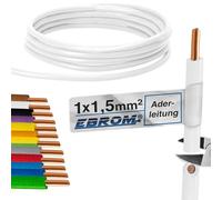 EBROM Câble conducteur de 100 mètres - Câble rigide H07V-U - 1,5 mm² - 1 x 1,5 mm² - Rigide - Plusieurs couleurs au choix (blanc) - Câble de câblage en anneaux de 100 m, 1,5 mm² - Votre choix de