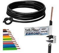 EBROM Câble conducteur flexible - Câble en PVC - Fil de câblage - Toron H05V-K 0,75 mm² (0,75 mm²) - Couleur : noir - Plusieurs longueurs au choix, de 10 m à 100 m - Longueur sélectionnée : 15 m