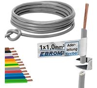 EBROM Câble conducteur flexible - Câble en PVC - Fil de câblage - Toron H05V-K 1 mm² (1,0 mm²) - Couleur : gris - Plusieurs longueurs au choix - De 10 à 100 m - Longueur sélectionnée : 35 m