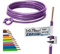 EBROM Câble conducteur flexible en PVC - Fil H05V-K 0,75 mm² (0,75 mm²) - Couleur : violet - Plusieurs longueurs au choix de 10 m à 100 m - Longueur sélectionnée : 100 m
