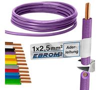 EBROM - Câble conducteur monofil de 10 mètres - Fil unique - Câble de câblage rigide - Câble en PVC - H07V-U 2,5 mm² - 2,5 mm² - 2,5 mm² - Couleur : violet - Cuivre plein 99,9 % cuivre OFC - Longueur