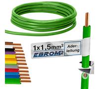 EBROM Câble conducteur rigide en PVC - H07V-U 1,5 mm² - 1,5 mm² - 1,5 mm² - Couleur : vert - Plusieurs longueurs au choix de 10 m à 100 m - Longueur sélectionnée : 15 m