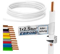 EBROM Câble conducteur rigide en PVC - H07V-U 2,5 mm² - 2,5 mm² - 2,5 mm² - couleur : blanc - plusieurs longueurs au choix - de 10 m à 100 m - longueur sélectionnée : 10 m