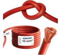 EBROM Câble de batterie 10 mm² rouge en cuivre fin très flexible, PVC souple, entièrement en cuivre fin OFC 99,9 % - Vendu au mètre dans une longueur de 10 mm² - 10 mm² pour onduleurs, régulateurs de