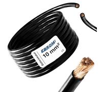 EBROM Câble de batterie de 2 m - Câble de terre - Noir - 10 mm² - Cuivre | Câble de batterie - Longueur : 2 m - Pour PV, bateau, solaire, industrie, camion, voiture, caravane et autres domaines