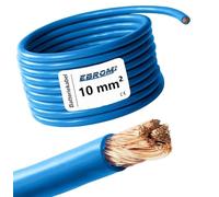 EBROM - Câble de batterie de 2 m - Câble Pluskabel - Bleu - 10 mm2 | 10 mm² | 10 mm² - Câble d'alimentation en cuivre OFC 99,9 % entièrement cuivre - Votre longueur : 2 m