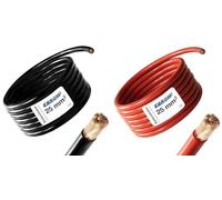 EBROM - Câble de batterie de 2 m - Rouge et noir - Câble positif et câble de terre - 25 mm² - 25 mm² - Câble d'alimentation en cuivre OFC 99,9% - Longueur : 2 m chacun
