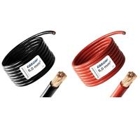 EBROM - Câble de batterie de 3 m - Rouge et noir - Câble plus et câble de masse - 6 mm² | 6 mm² - 6 mm² - Câble d'alimentation en cuivre OFC 99,9 % en cuivre complet - Votre longueur : 3 mètres chacun