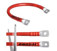 EBROM Câble de batterie pour voiture - 50 mm² - Rouge - Prêt à l'emploi - Gaine thermorétractable de 30 cm à 10 m - Nombreuses longueurs disponibles - Œillets à anneau/cosses de câble M6/M8/M10/M12
